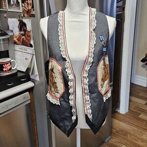 Equestrian Handmade Vest Womens Horse Western Cottagecore Sleeveless L